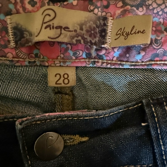 PAIGE ~ Dark Denim Stretch SKYLINE Low-rise Jeans ~ Size 28 - Picture 5 of 9